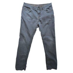 Prana Mens Slim Fit Breathe Straight Jeans Size 34Wx34L Gray Denim Stretch Casua